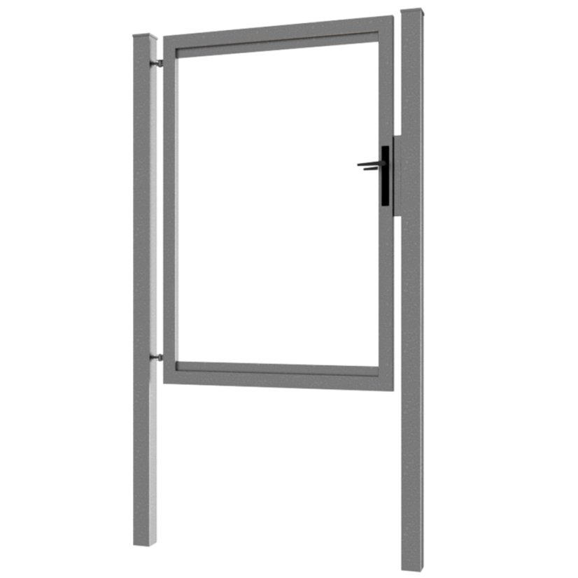 Branka pro dřevěnou výplň SVISLÝMI, vloženými latěmi - Povrchová úprava: Žárové pozinkování, Světlá šířka: 130cm, Světlá výška: 120cm