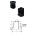 Plastová zátka z kulaté trubky s maticí M8 (A-25 mm, H-25 mm, C-5 mm), černá, tloušťka stěny 1,5-2 mm